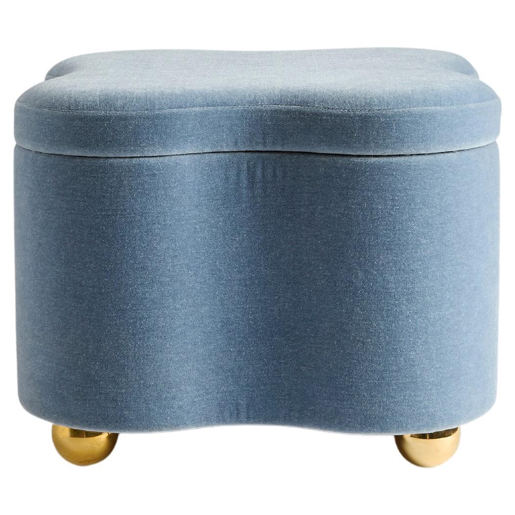Puzzle Ottoman in our Marci Mohair Festuca by Sister by Studio Ashby For Sale