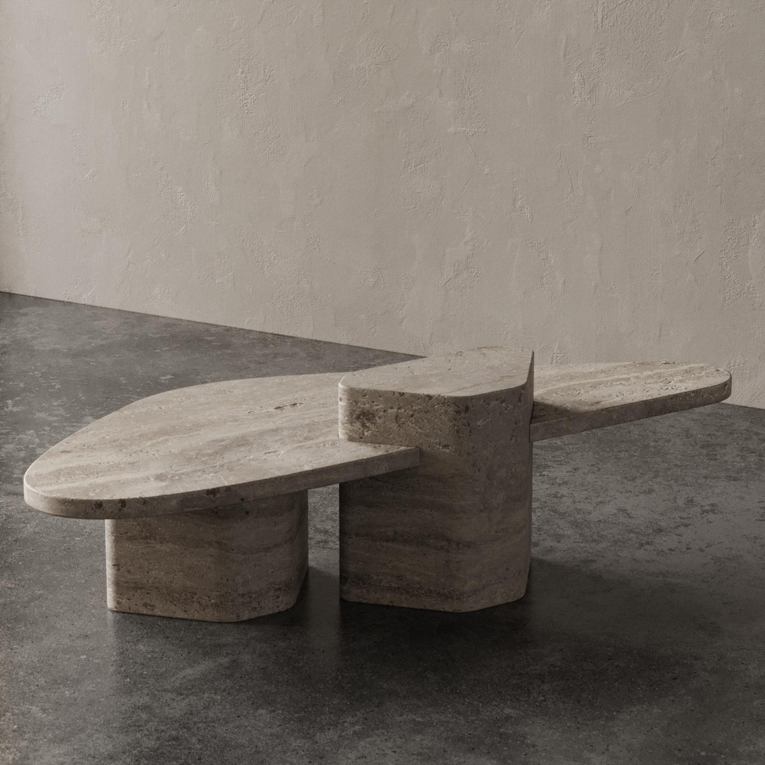 Russian Puzzle Table Travertino Noce by Madina Tsarikaeva For Sale
