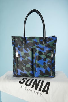 PVC top handle bag with camouflage print SONIA by Sonia Rykiel
