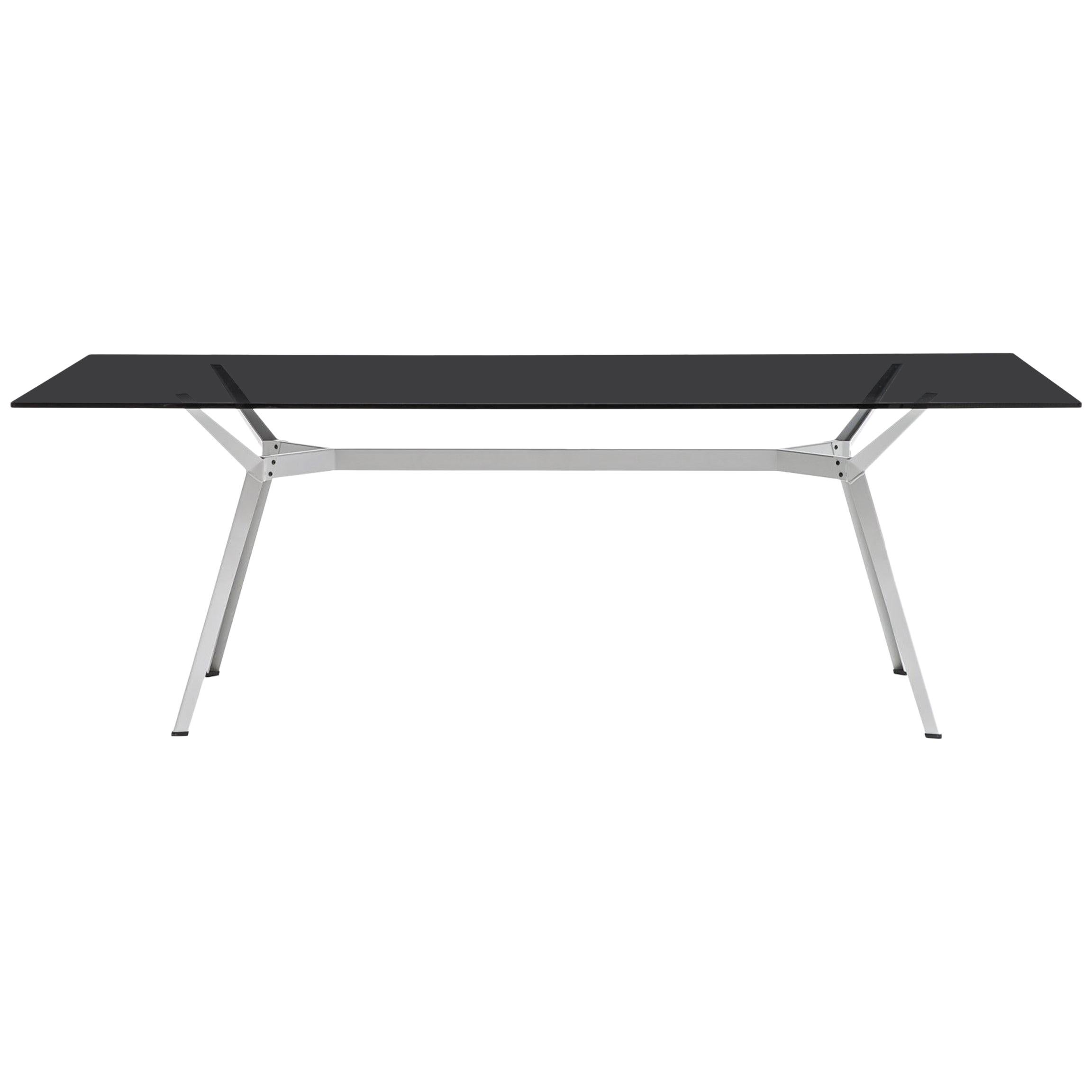 “Pylon Fume'” Rectangular Table in Smoked Glass and Steel by Moroso for Diesel For Sale