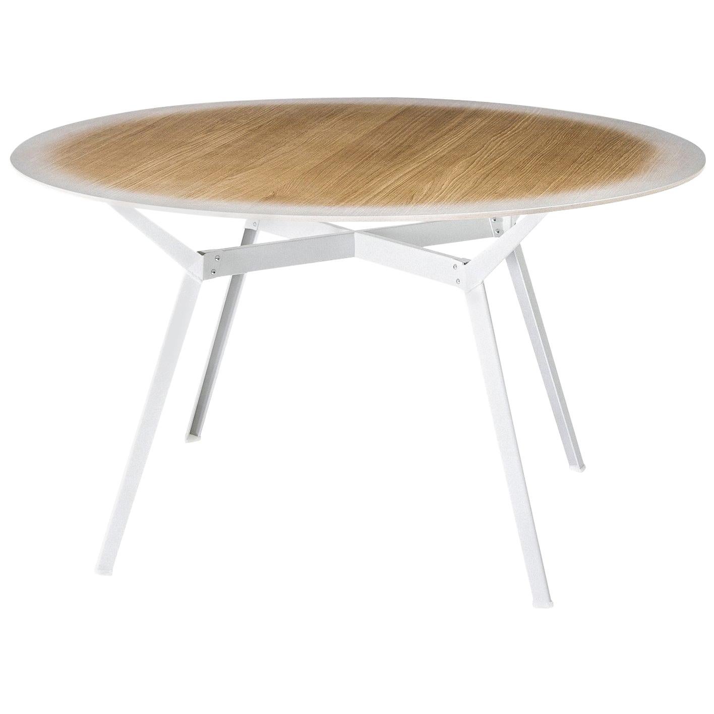 "Pylon Gradient" Round Table with Oak Top and Steel Base by Moroso for Diesel For Sale