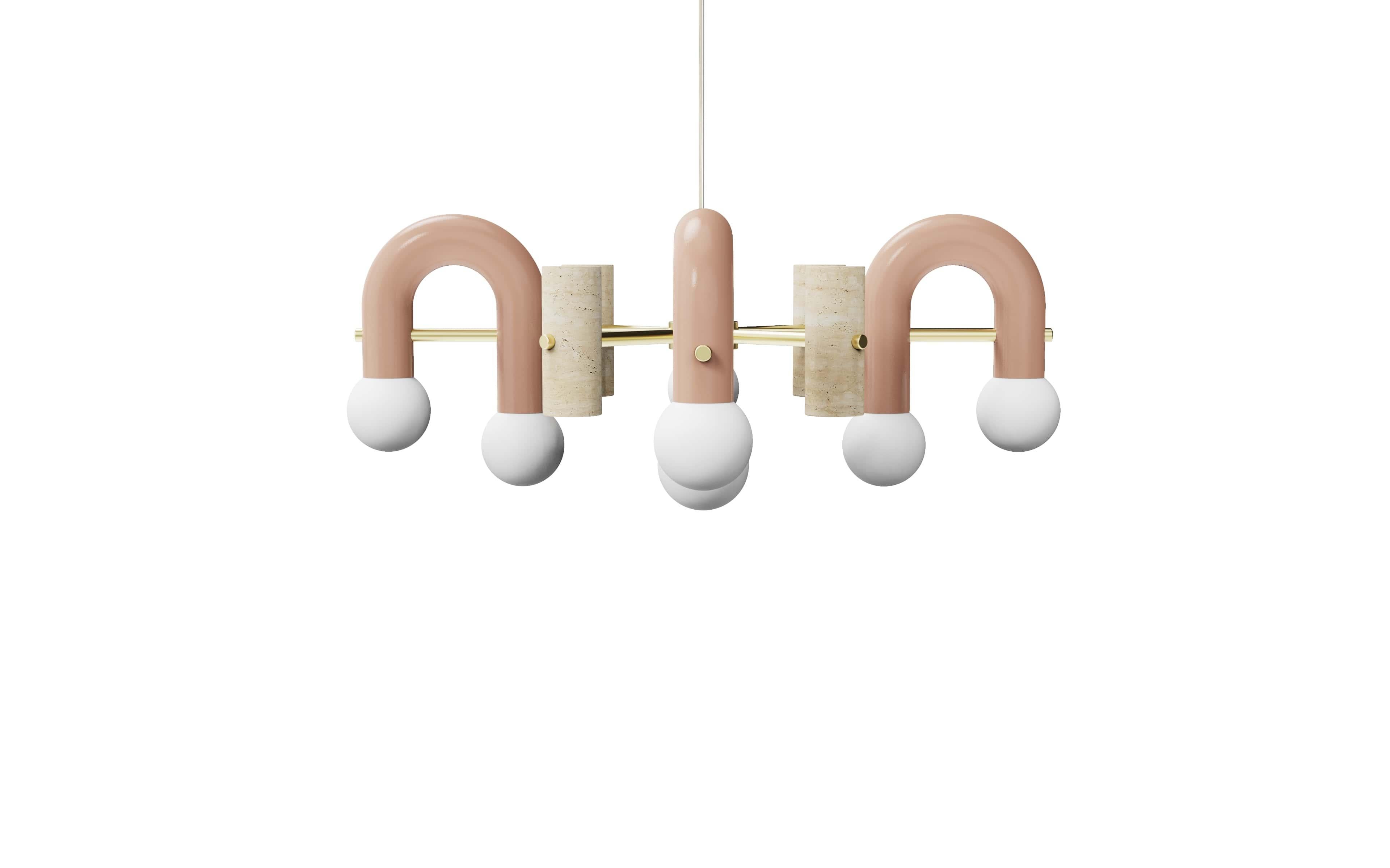 Pyppe flat suspension lamp by Utu Lamps
Dimensions: W 92 x D 12 x H 36 cm
Materials: Lacquered metal, brass/nickel, travertine

All our lamps can be wired according to each country. If sold to the USA it will be wired for the USA for instance.

Dooq