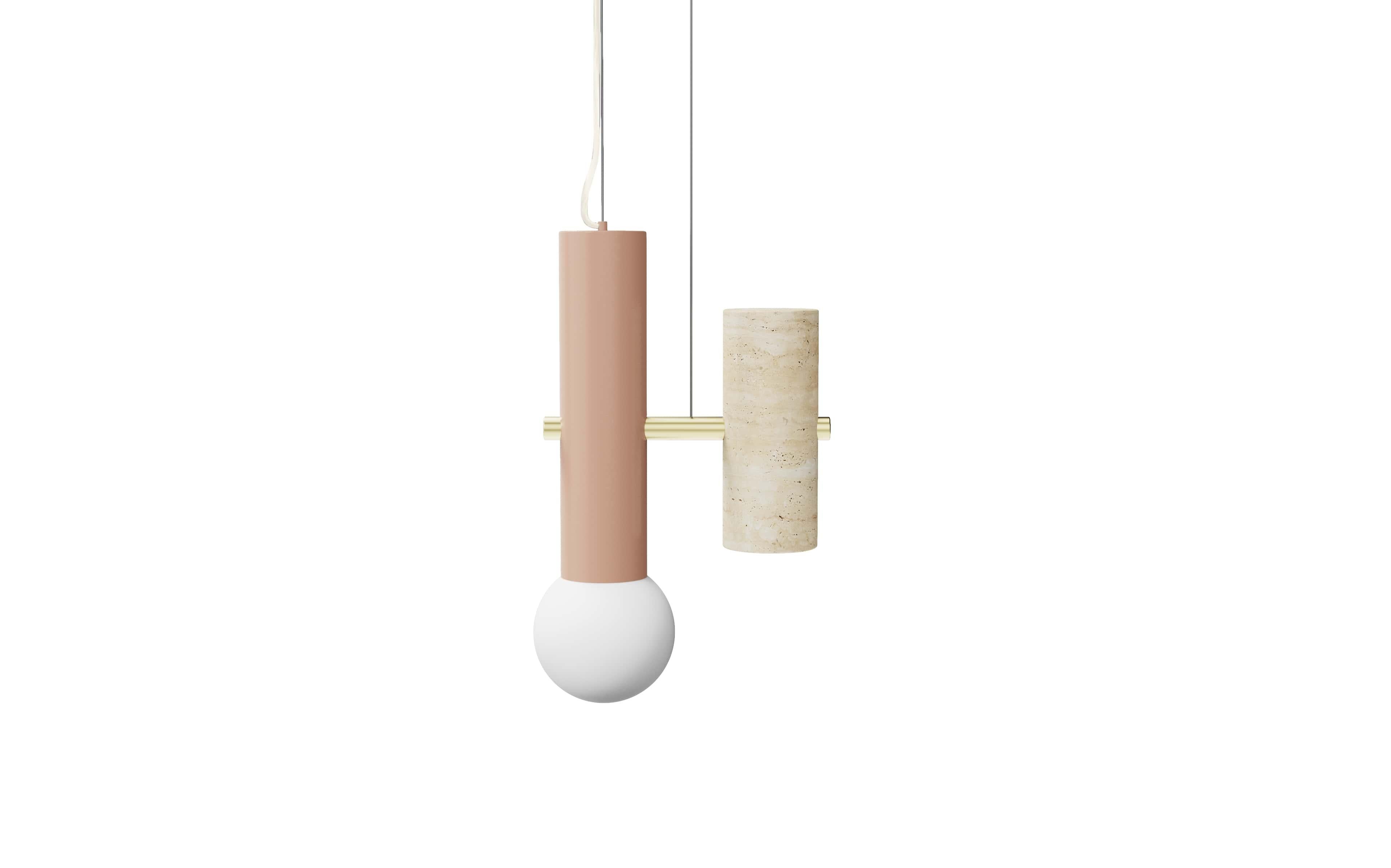 Pyppe single I lamp by Dooq
Dimensions: 37 x 24 x 12 cm
Materials: Lacquered metal, brass, nickel/copper, travertine

All our lamps can be wired according to each country. If sold to the USA it will be wired for the USA for instance.

Dooq is