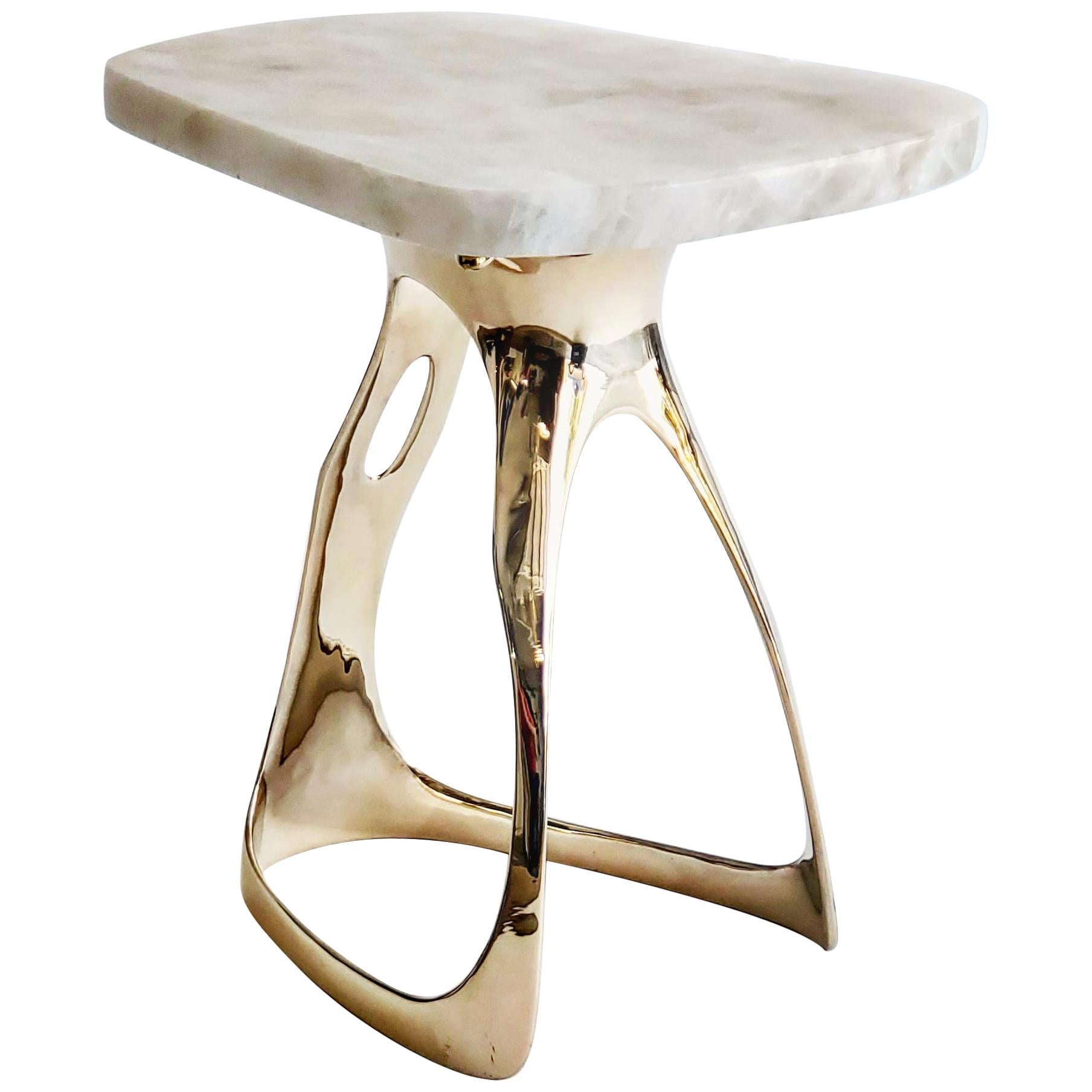 Pyra Table - Polished Bronze and Quartzite Top Design by Michael Sean Stolworthy For Sale