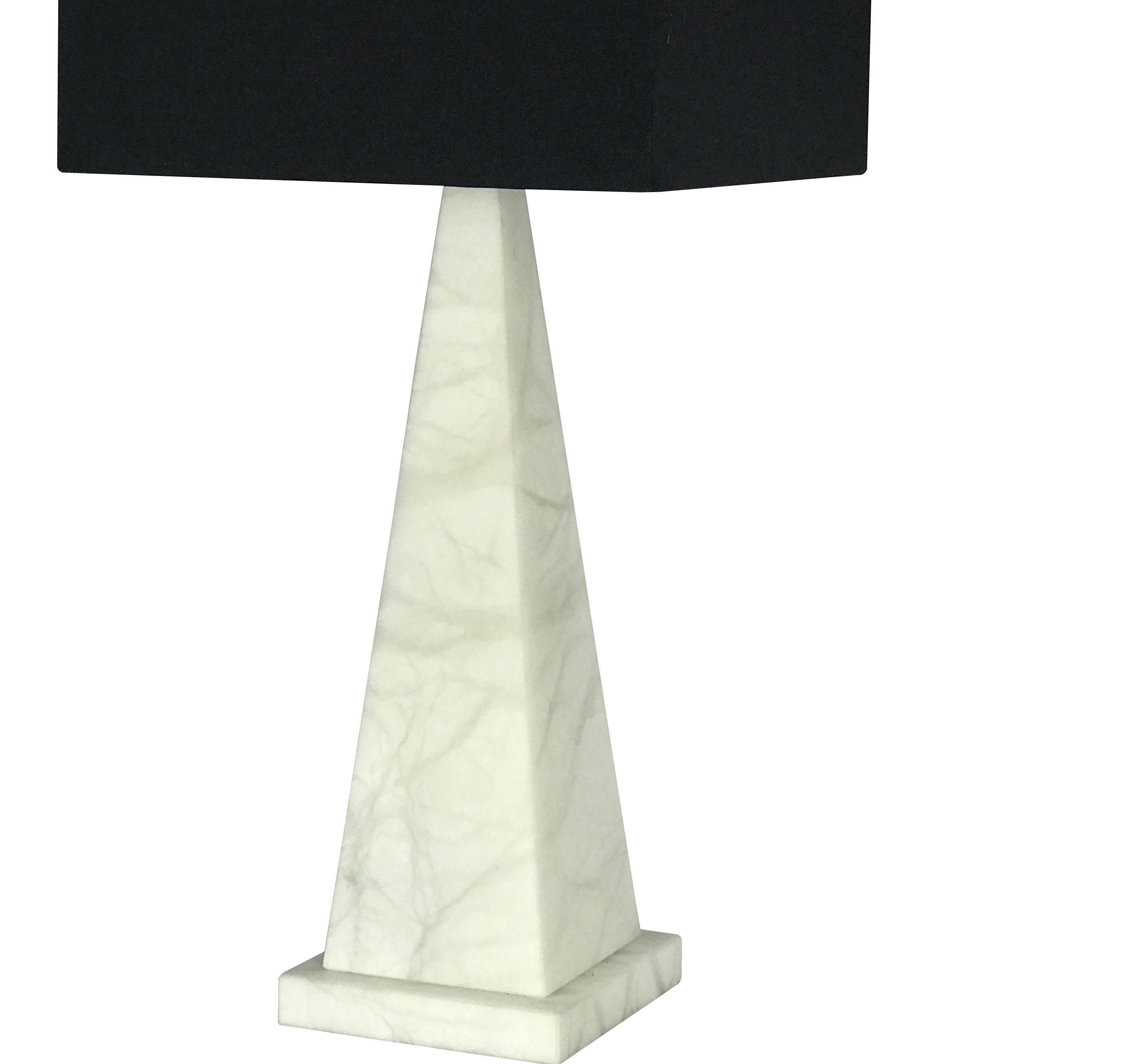 Modern 'Pyramid' Alabaster Table Lamp For Sale