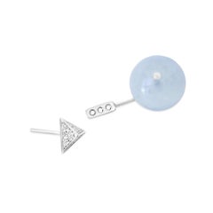 Pyramid and Ball Aquamarine Earrings