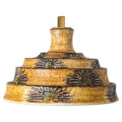 Pyramid Brown Yellow Ceramic Pendant Light, Denmark, 1970