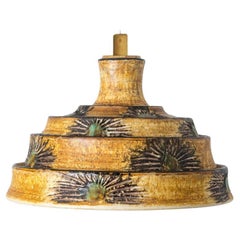 Pyramid Brown Yellow Ceramic Pendant Light, Denmark, 1970