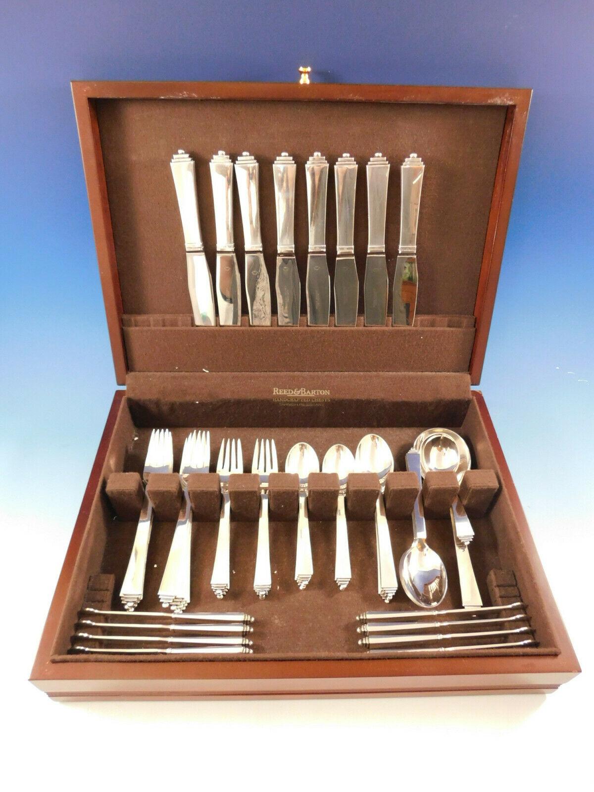 Stunning Pyramid by Georg Jensen Danish sterling silver flatware set - 50 pieces. This set includes:

8 dinner knives, 8 7/8