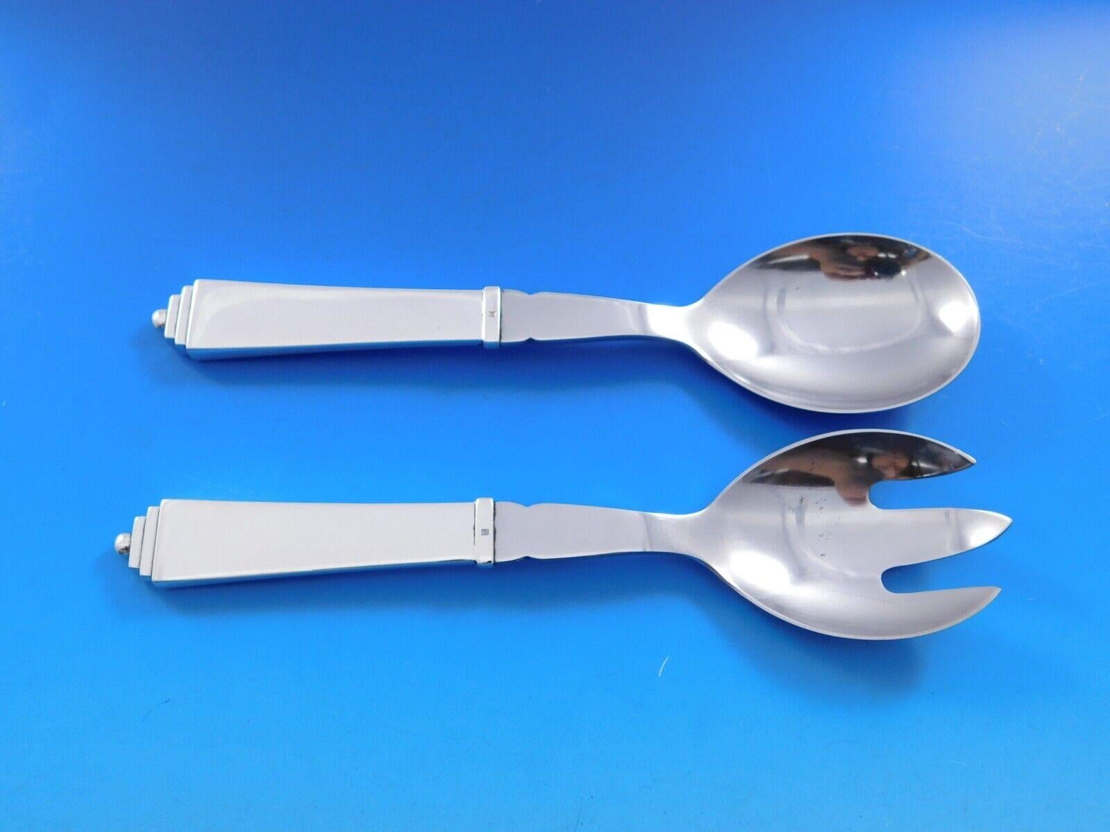 Pyramide von Georg Jensen Sterling Silber Besteck Set 8 Service 70 pieces Dinner im Angebot 2