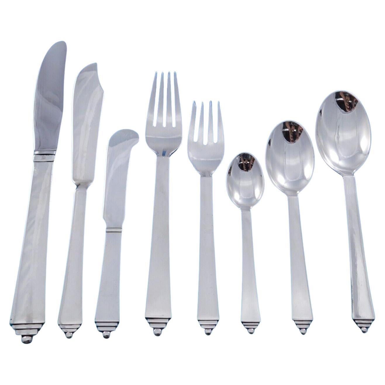 Pyramid by Georg Jensen Juego de Cubiertos de Plata de Ley 8 Servicios 70 piezas Cena
