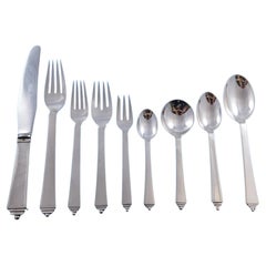 Pyramid by Georg Jensen Sterling Silver Flatware Set 8 Service 75 pieces Dinner