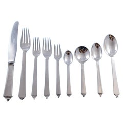 Pieces by Georg Jensen Sterling Silver Flatware Set 8 Service 75 pieces Dinner