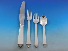 Pyramid by Georg Jensen Sterling Silver Flatware Set Service 30 Piece Dinner