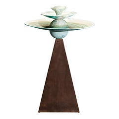 Vintage 'Pyramid' by Tom Torrens Patinated Copper Fountain Bird Bath, 1990s, Signed