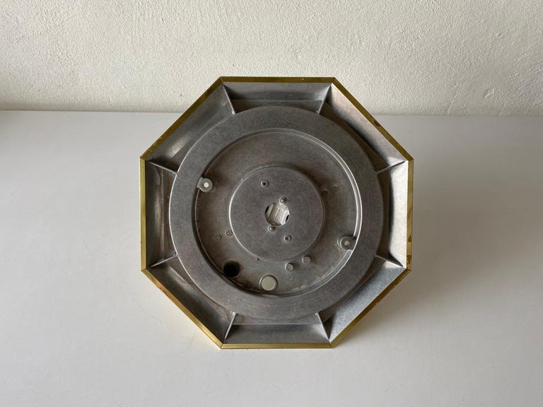 Pyramid Design Opal Glass & Gold Metal Flush Mount by Limburg, 1970s Germany For Sale 7