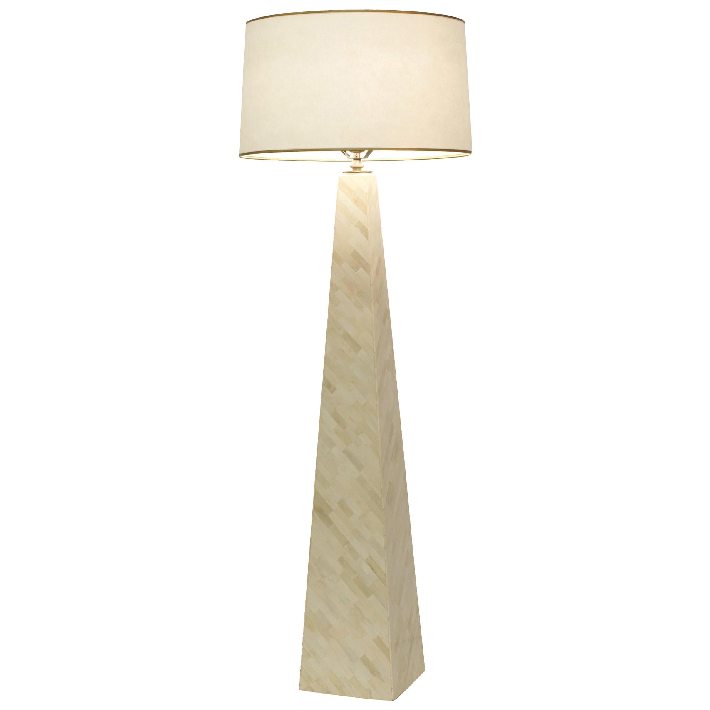 Pyramid Floor Lamp with Tessellated Bone, Nima