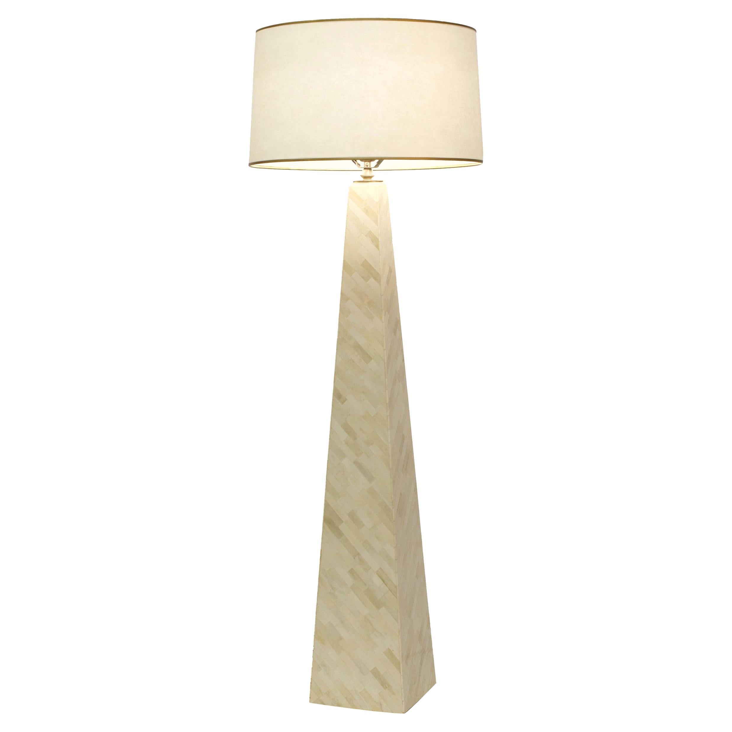 Pyramid Floor Lamp with Tessellated Bone, Nima