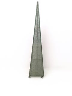 Postmodern Green Pyramid Floor Lamp with Green Glass Beads, Italy 1980s