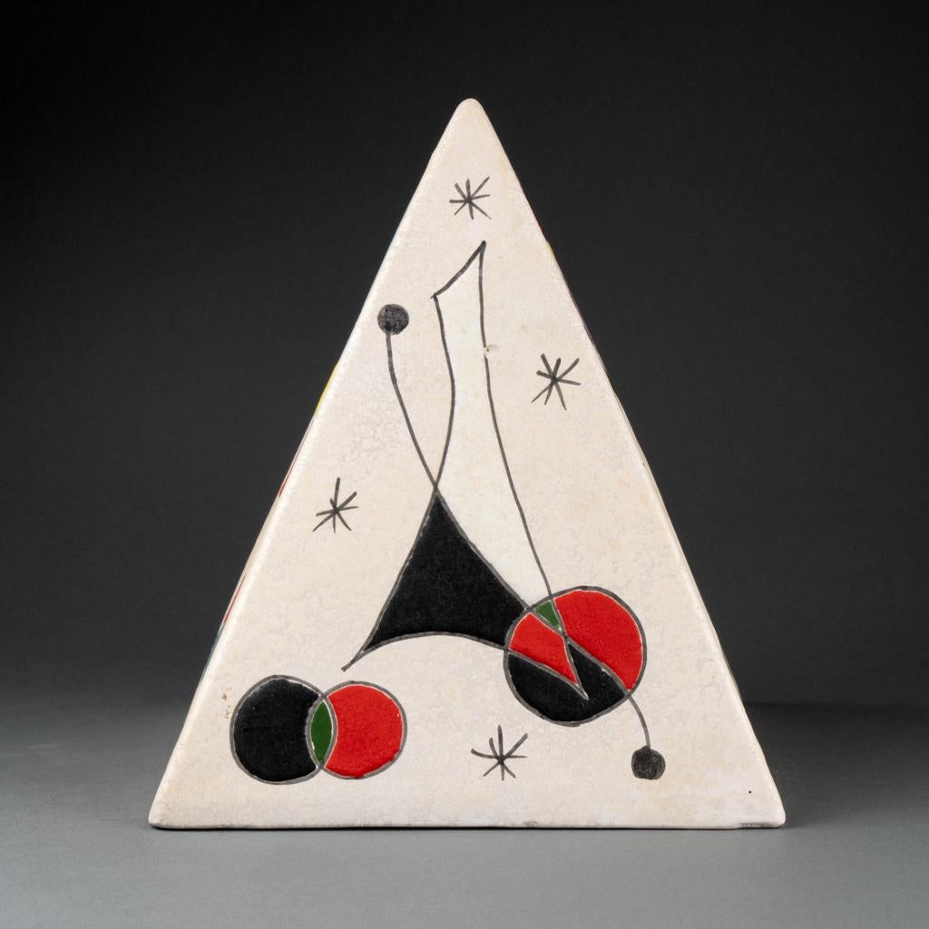 Mid-Century Modern Pyramid in scarified enameled ceramic with 