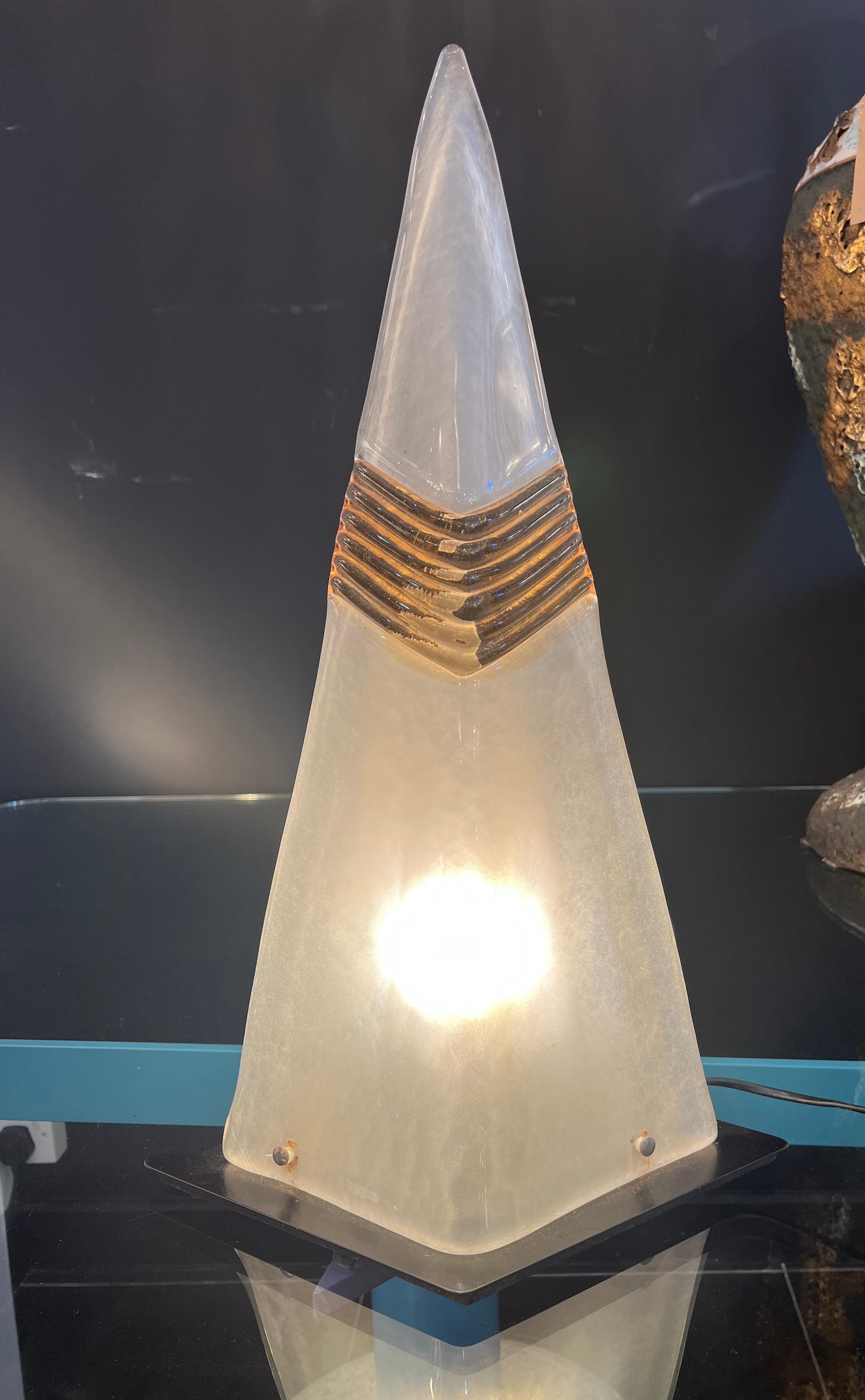 Italian Pyramid Murano table lamp by AV Mazzega 