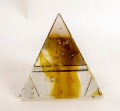 Pyramid-Shaped Glass Paperweight