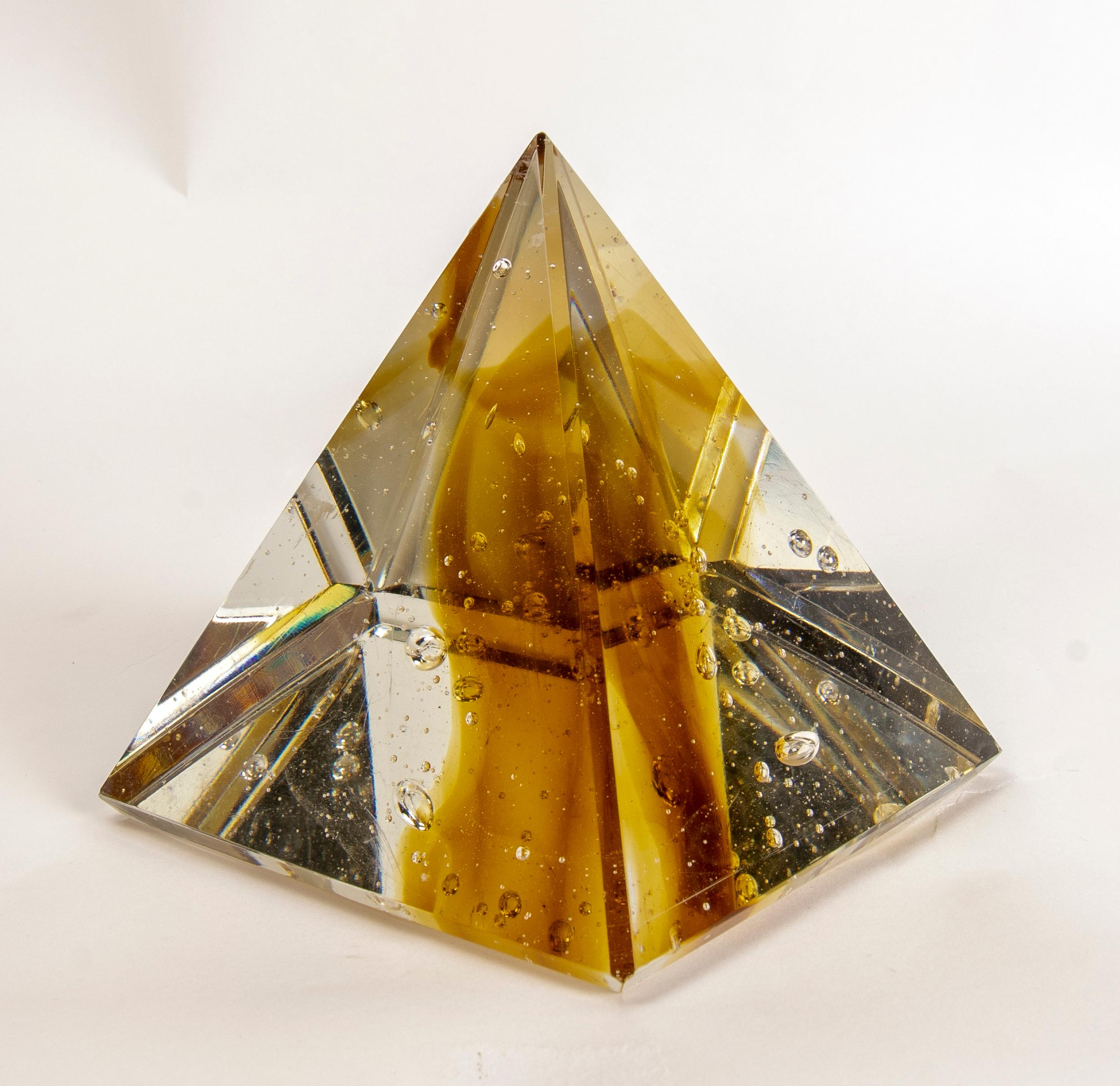 20th Century Pyramid-Shaped Glass Paperweight For Sale
