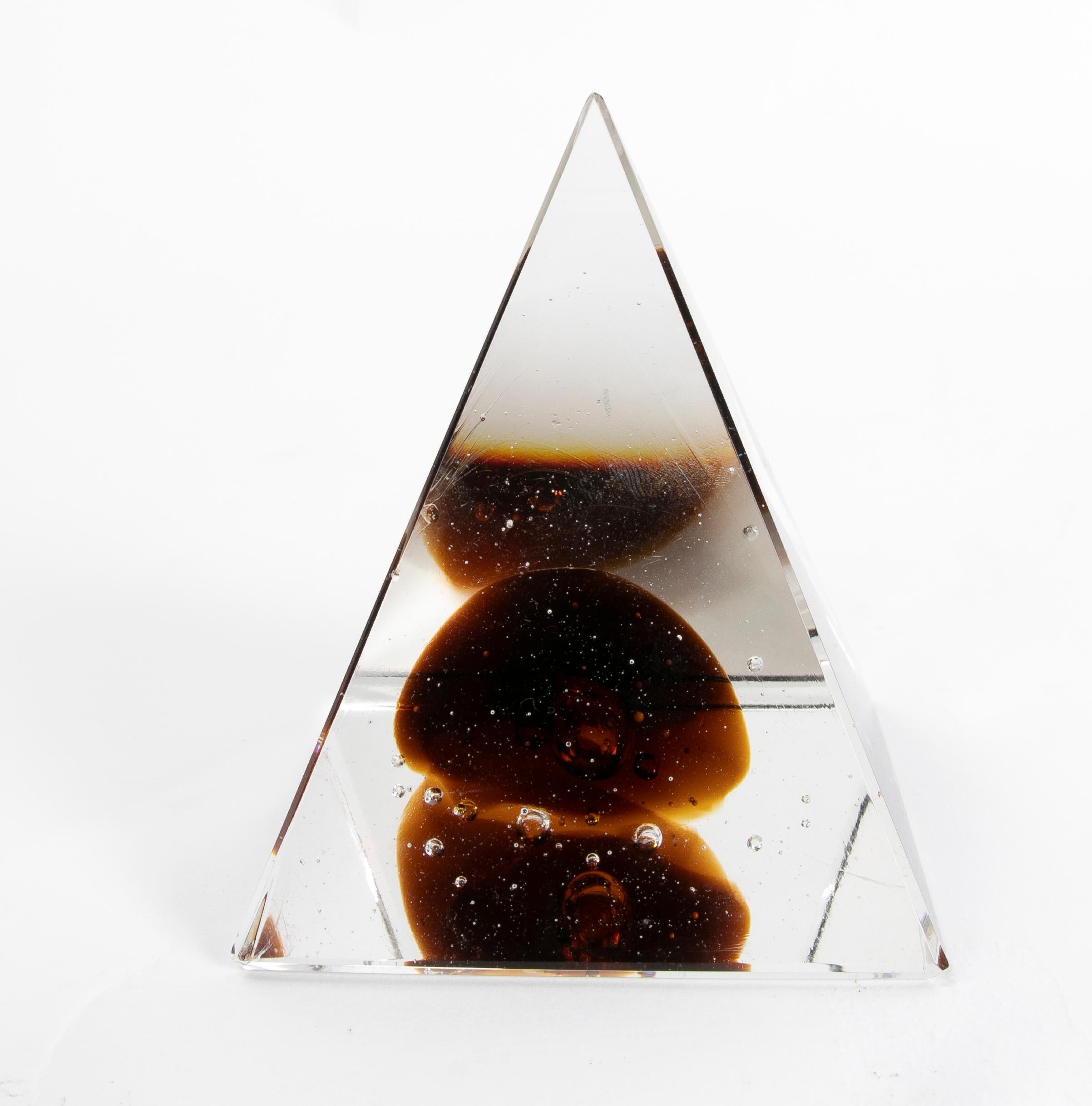 20th Century Pyramid-Shaped Glass Paperweight  For Sale