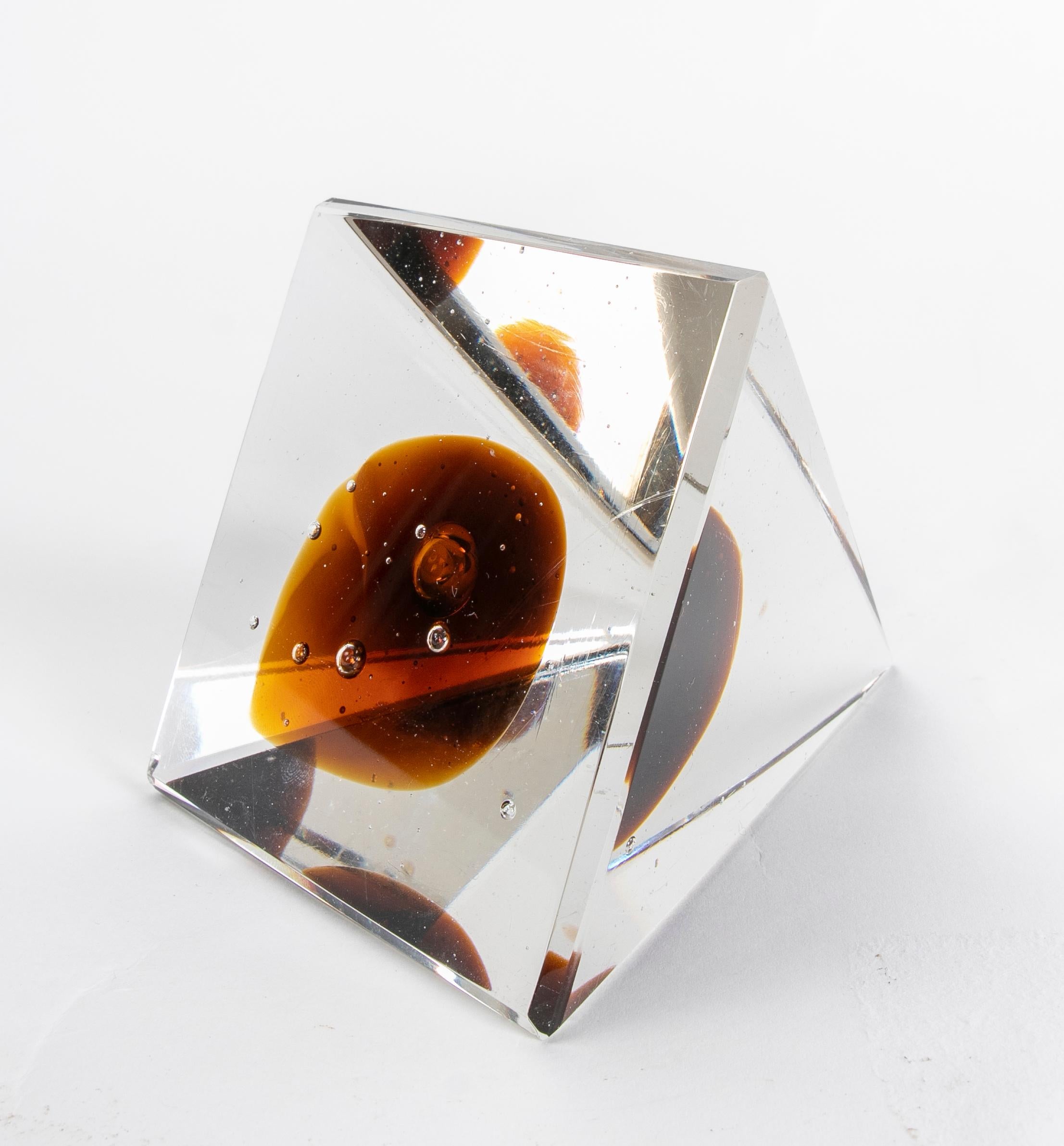 Pyramid-Shaped Glass Paperweight  For Sale 2
