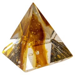 Pyramid-Shaped Glass Paperweight