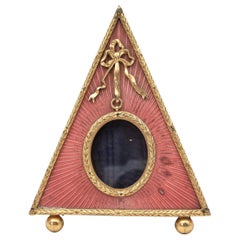 Pyramid-Shaped Photo Frame in Gilded Bronze and Enamel