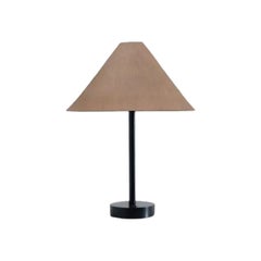 Pyramid Table Lamp with Tan Ceramic Shade and Black Metal Base