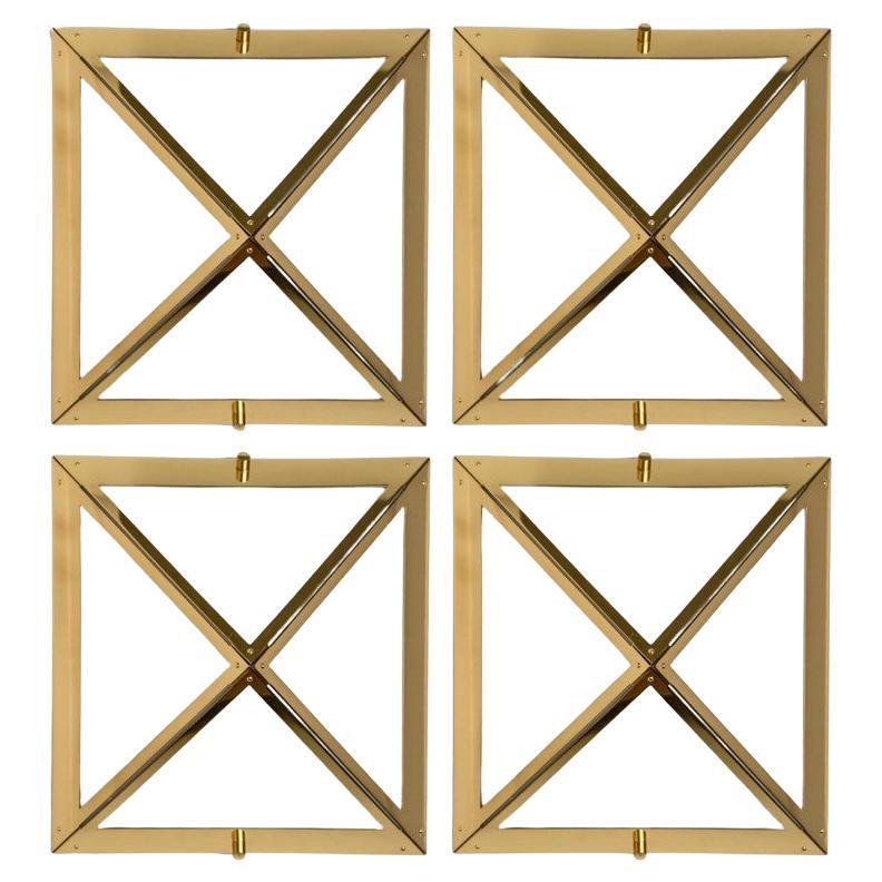 Applique Pyramid in vetro bianco e ottone di Glashütte Limburg, anni '70