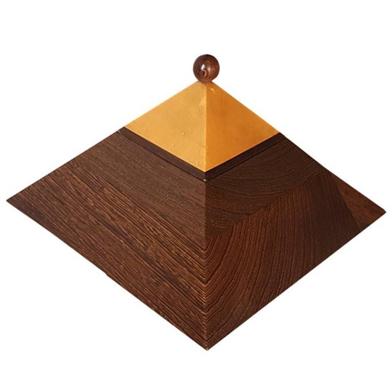 Scandinavian Natural Maple and Wengè Wood Pyramidal Box, Late 20th ...