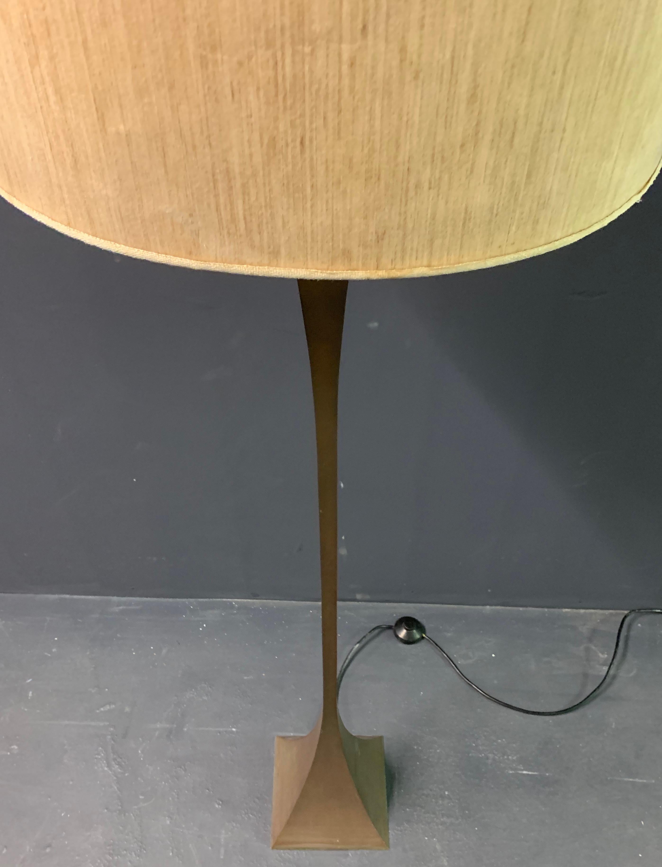 Italian Pyramide Brass Floor Lamp with Amazing Patina For Sale
