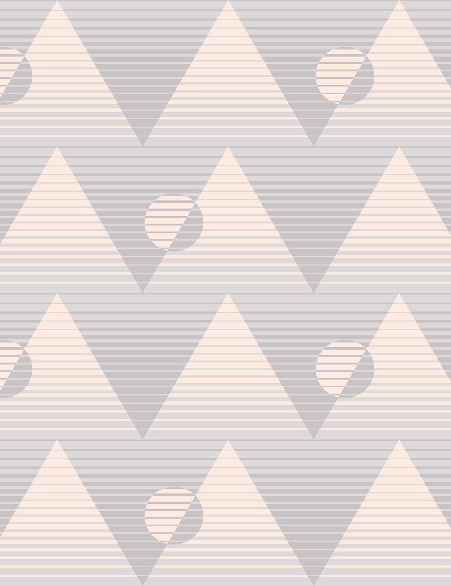 Pyramide du Soleil Designer-Tapete in Hana „Soft Grays and Peachy Pink“ im Zustand „Neu“ im Angebot in Brooklyn, NY