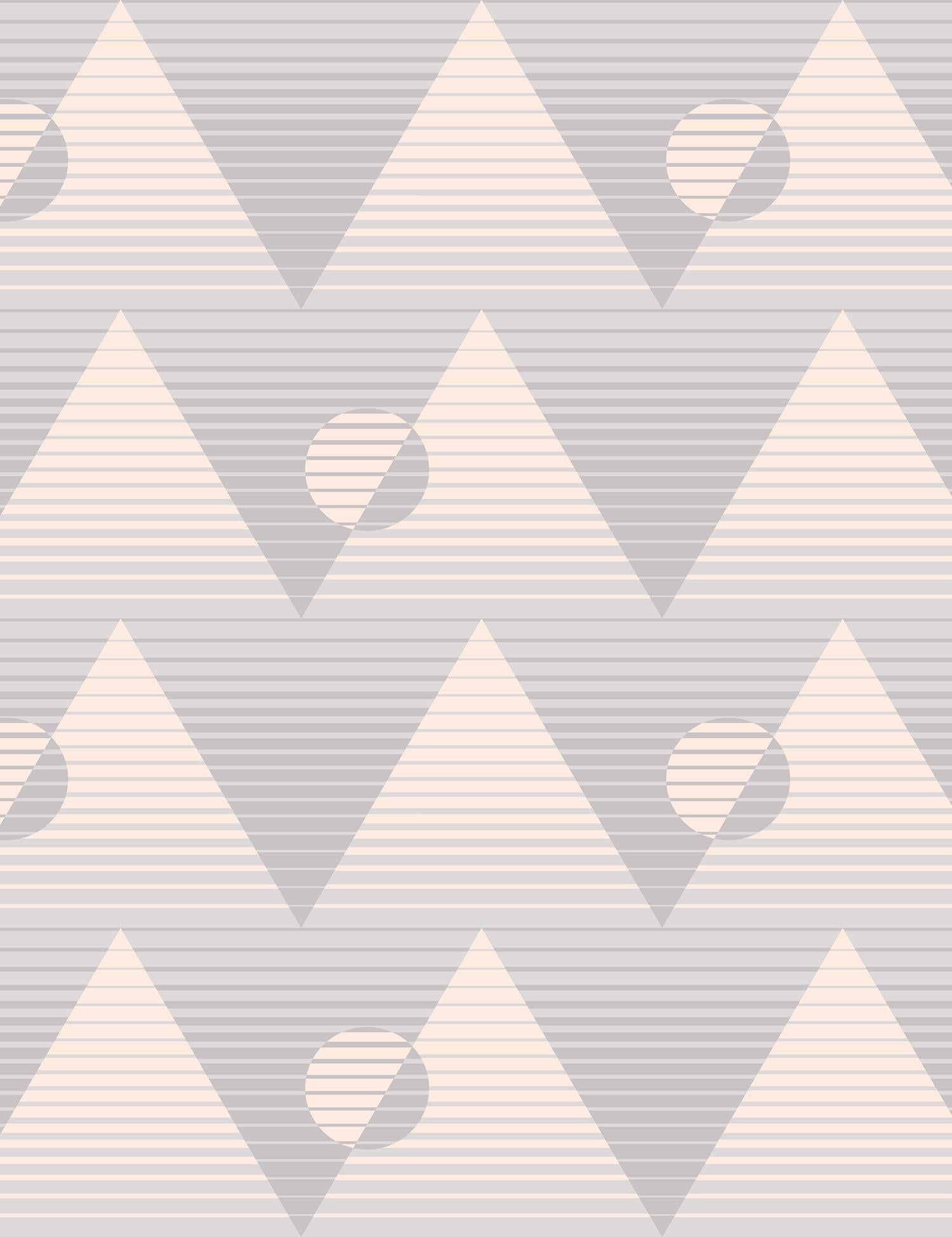 Pyramide du Soleil Designer-Tapete in Hana „Soft Grays and Peachy Pink“ im Zustand „Neu“ im Angebot in Brooklyn, NY