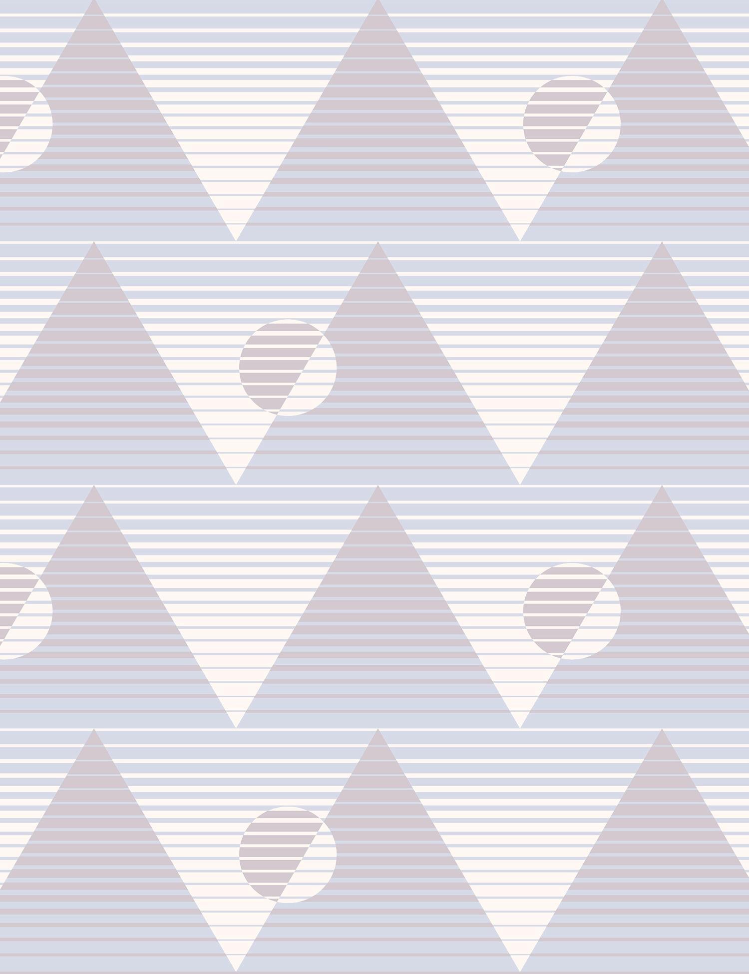Bohemian Pyramide du Soleil Designer Wallpaper in Juno 'Dusty Mauve, Blue and Blush' For Sale