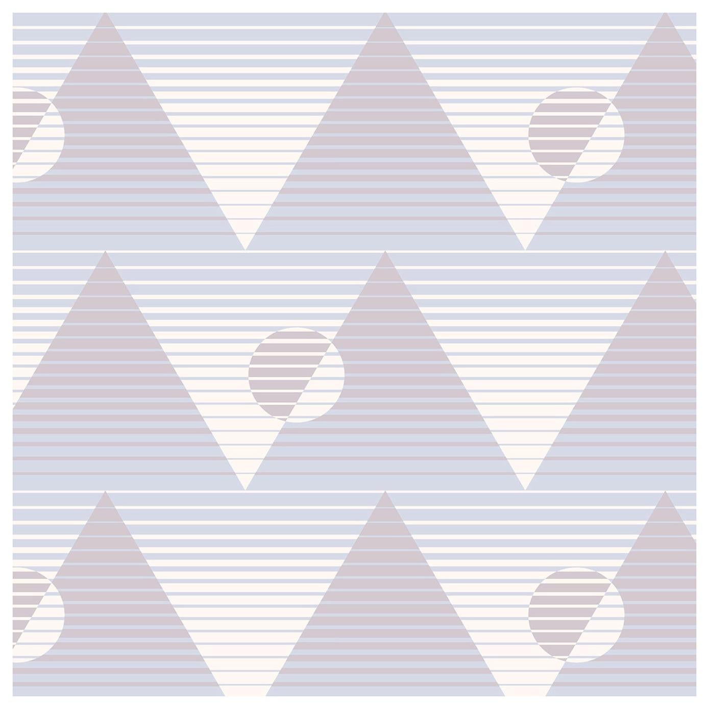 Pyramide du Soleil Designer Wallpaper in Juno 'Dusty Mauve, Blue and Blush'