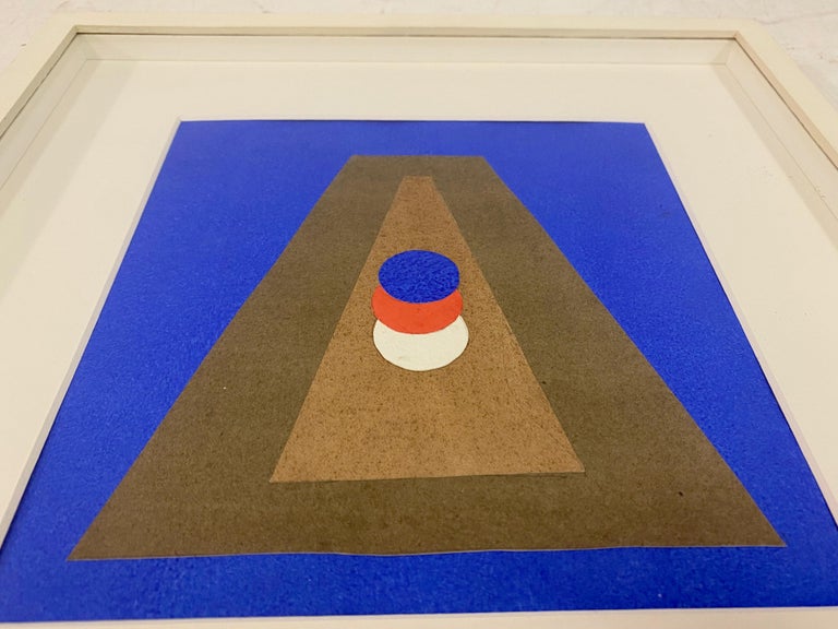 Unknown 'Pyramide Im Blau' Collage And Gouache By Italo Valenti For Sale