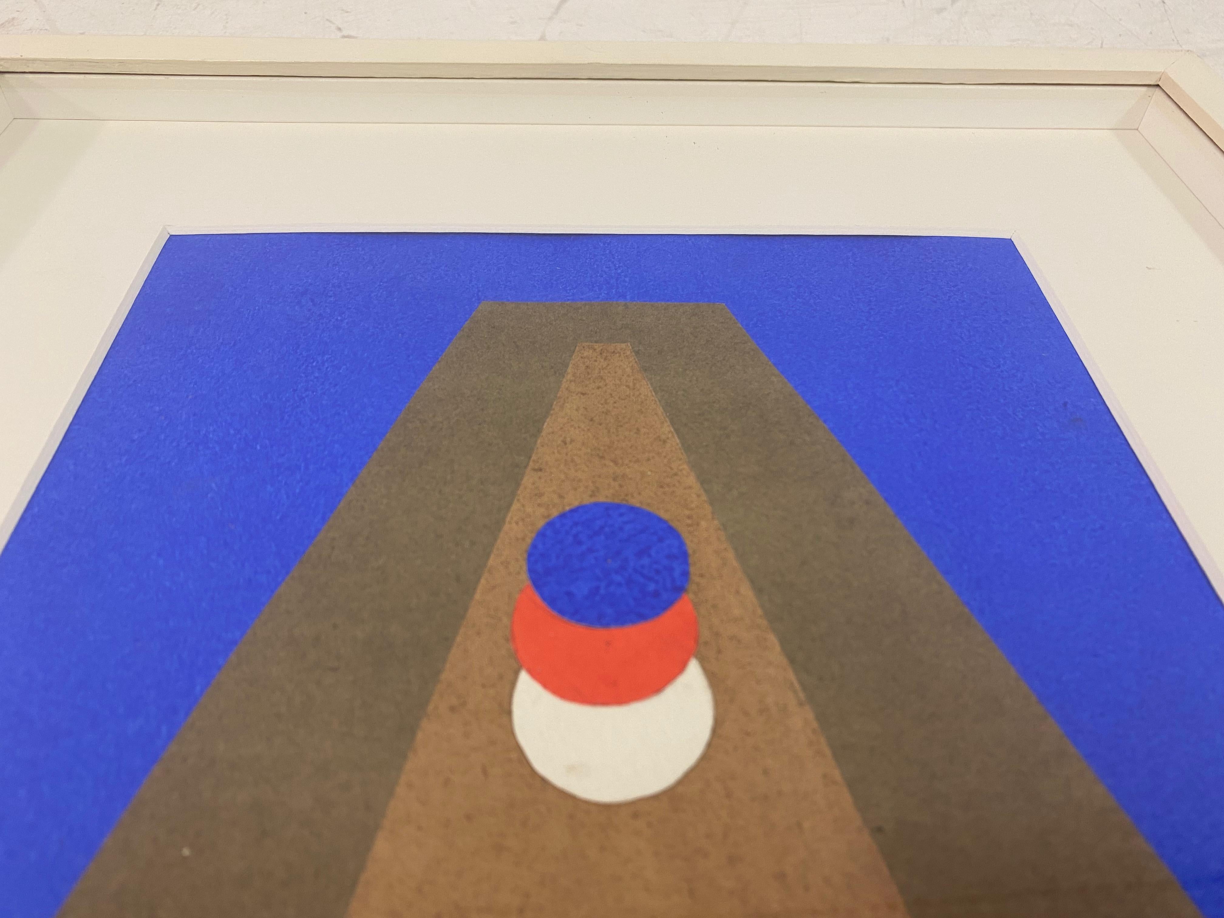 „Pyramide Im Blau“ Collage und Gouache von Italo Valenti im Zustand „Gut“ im Angebot in London, London