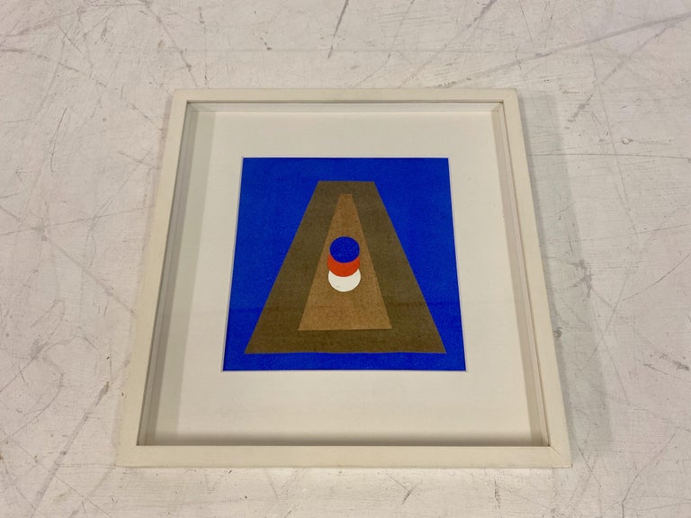Paper 'Pyramide Im Blau' Collage And Gouache By Italo Valenti For Sale