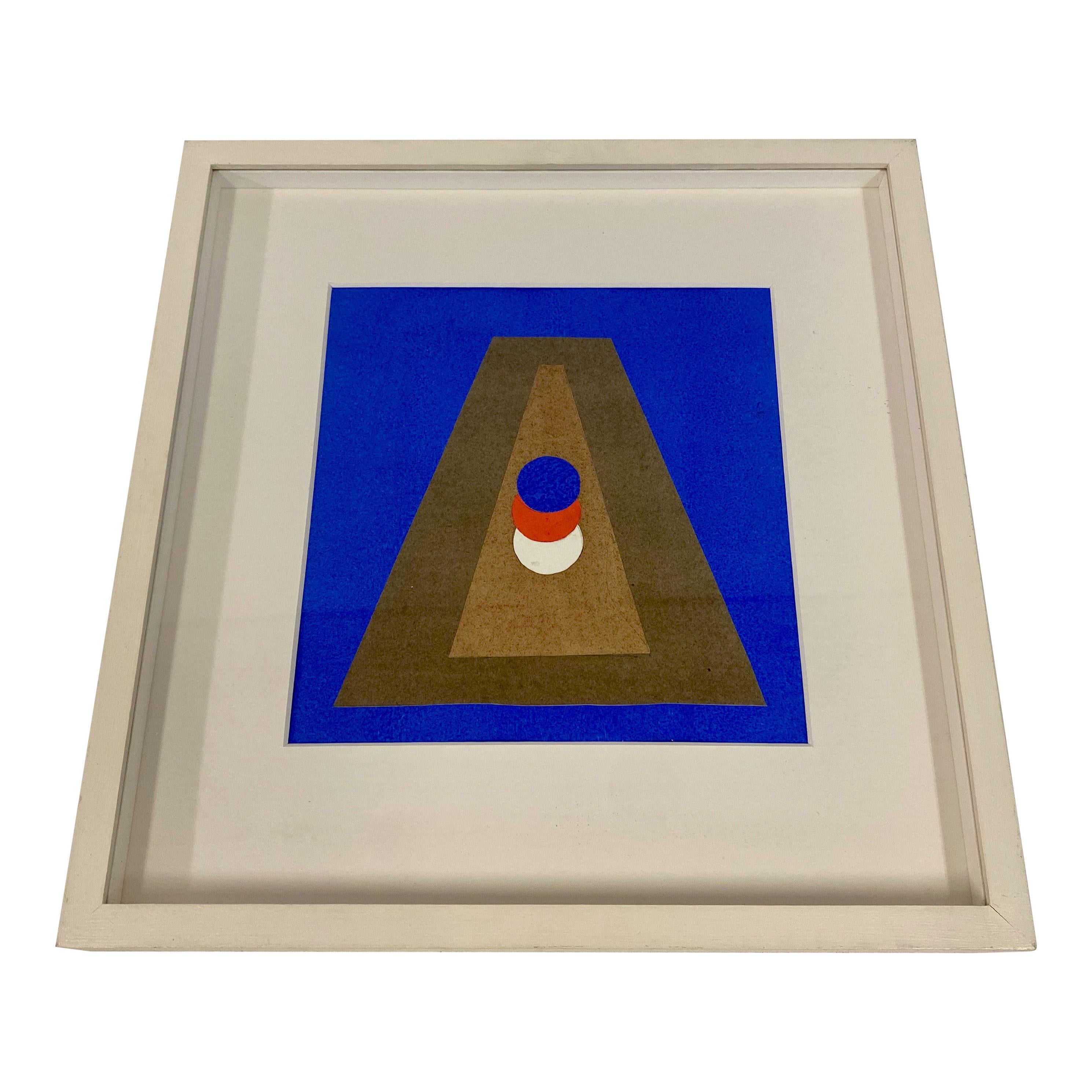 „Pyramide Im Blau“ Collage und Gouache von Italo Valenti im Angebot 3