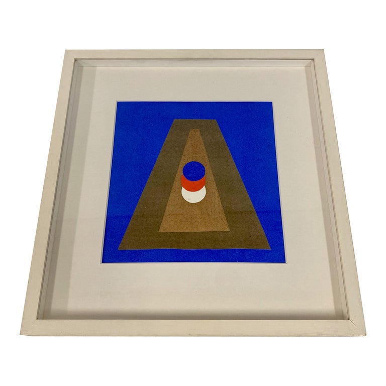 'Pyramide Im Blau' Collage And Gouache By Italo Valenti For Sale 3