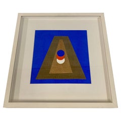 Vintage 'Pyramide Im Blau' Collage And Gouache By Italo Valenti