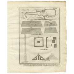Pirámides de Biahmu, obelisco de Biggig y lago Moeris - Egipto Grabado, 1776