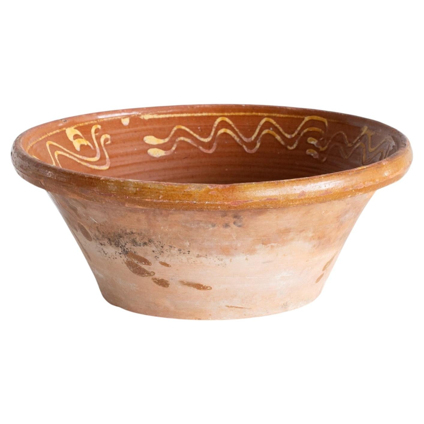 Pyrenean Slipware Dairy Bowl, 19th Century