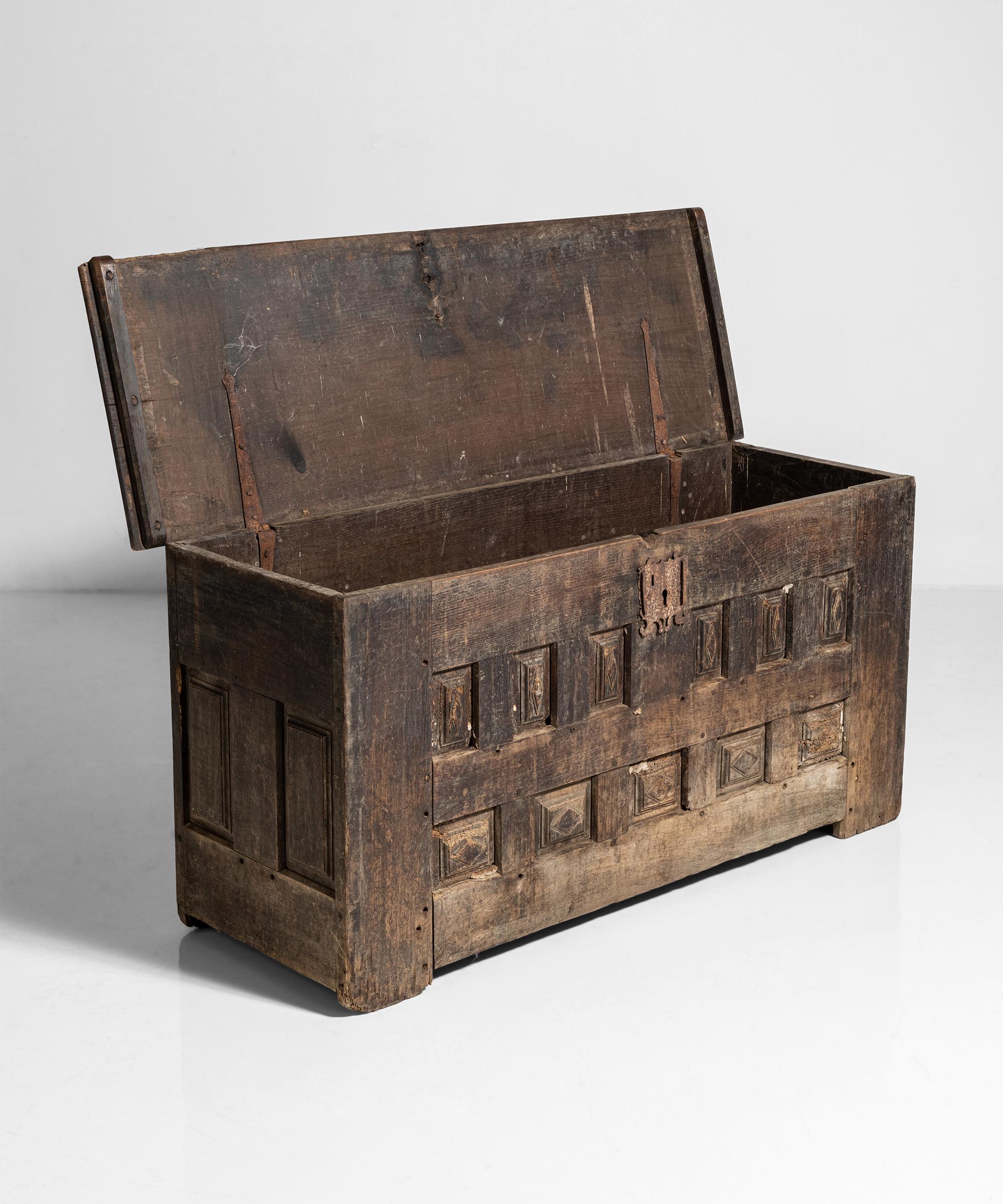 Pyrenees Coffer

Spain Circa 1700

Beautifully worn chest constructed in Chestnut Wood.

Measures: 71.5