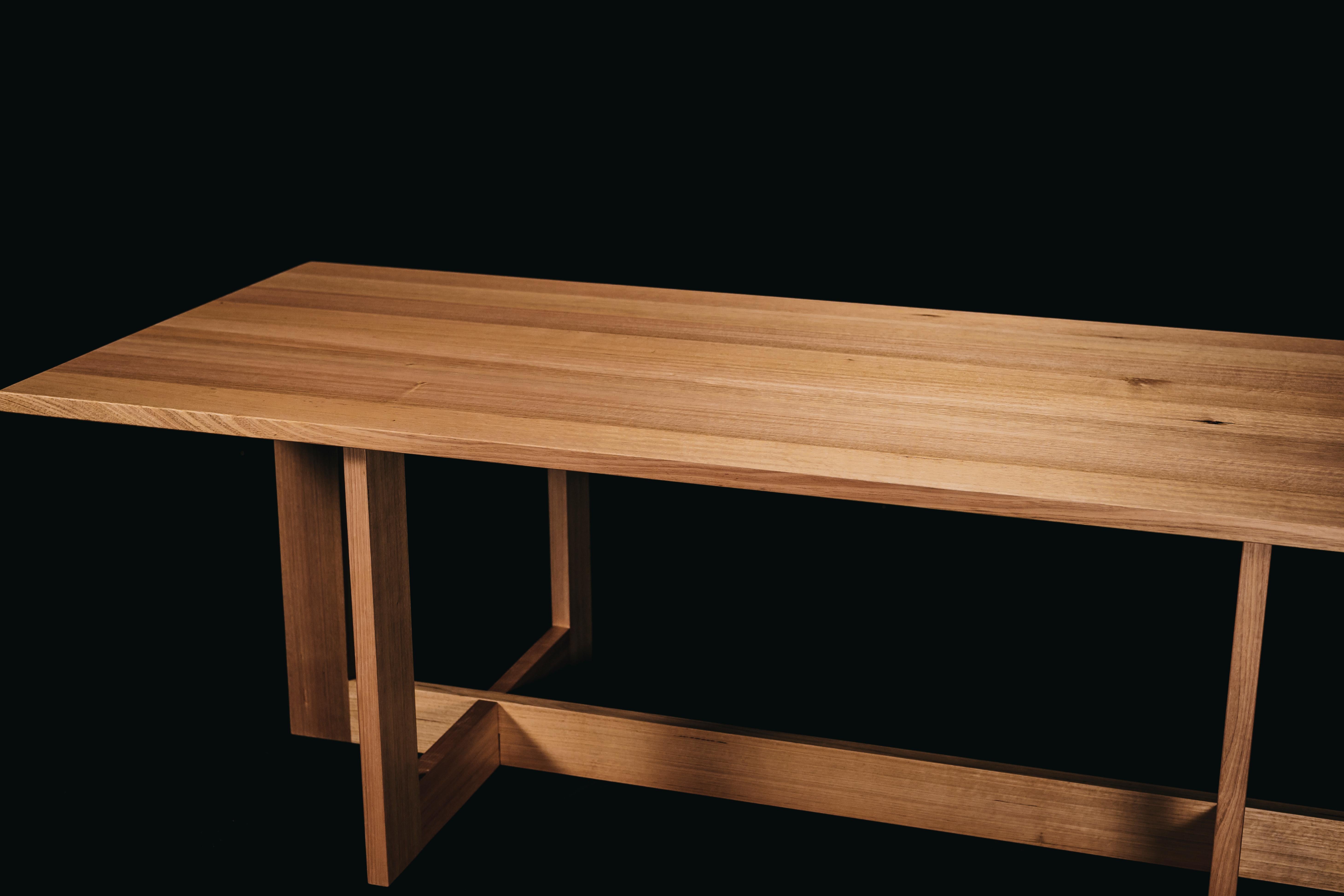 Modern Pyrenees Dining Table, Handcrafted in Victorian Ash Hardwood For Sale