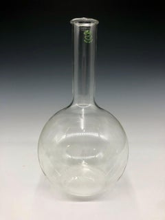 Clear 1950s Vintage Pyrex 2000ml Round Flat Bottom Flask.